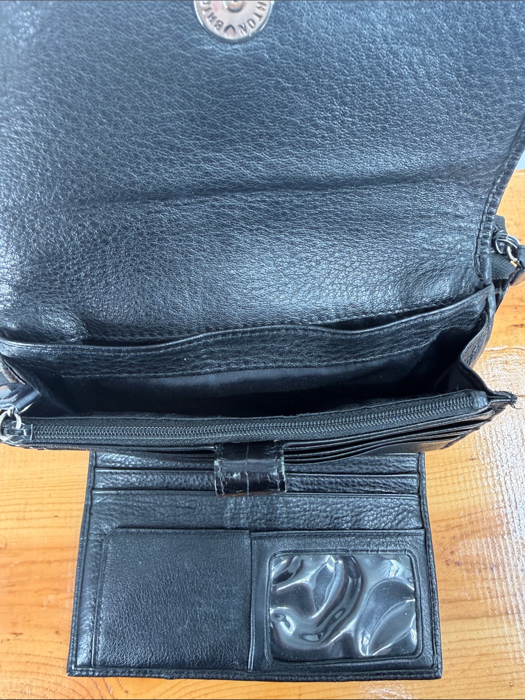 Brighton Black Crocodile Print Leather Organizer Wallet Wristlet — image 7 of 8